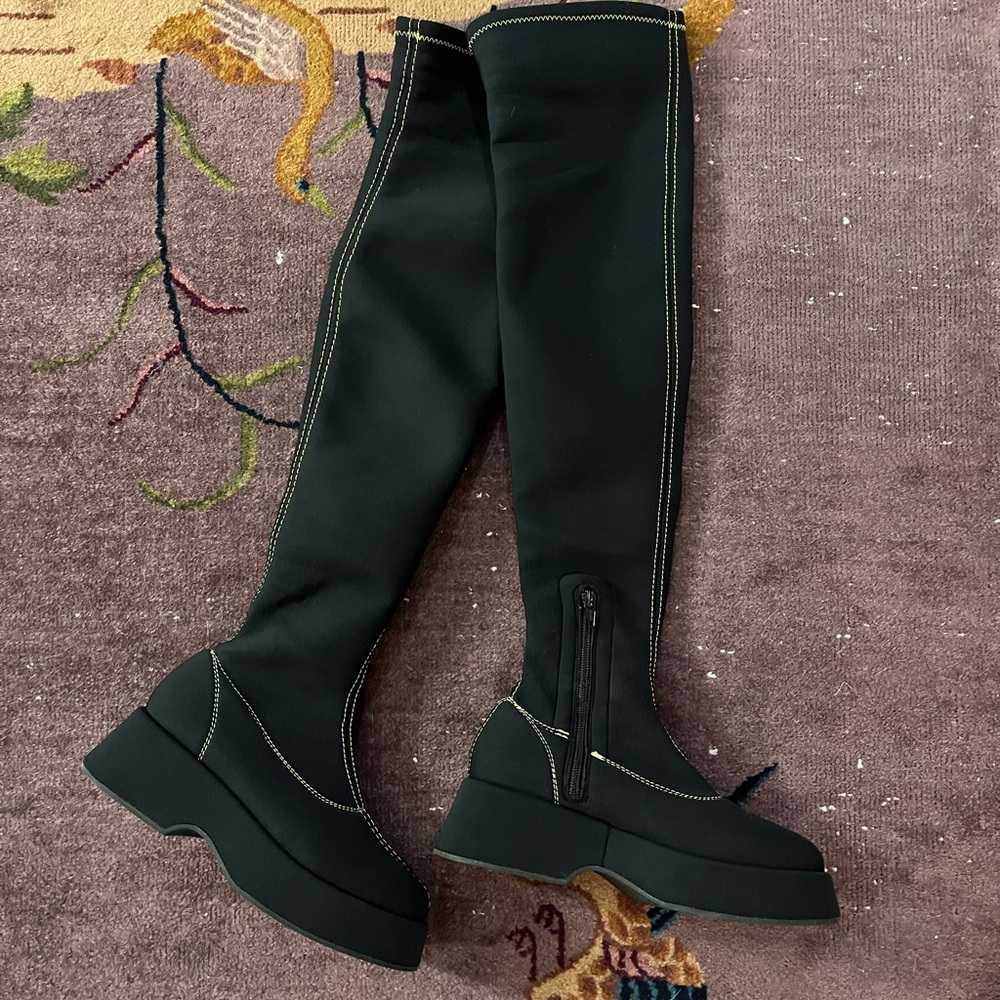 Ganni Neoprene Over the Knee Sock Boots